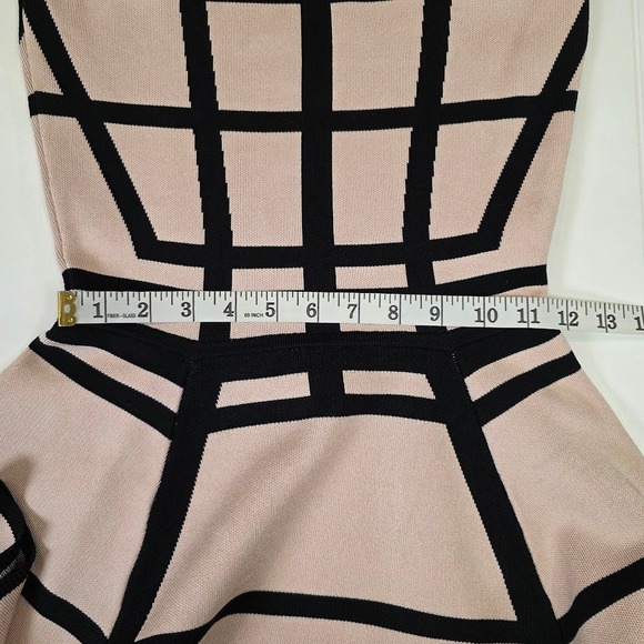 Torn by Ronny Kobo Size S Hilda Tan Black Grid Knit Fit Flare Dress Sleeveless - Picture 8 of 10